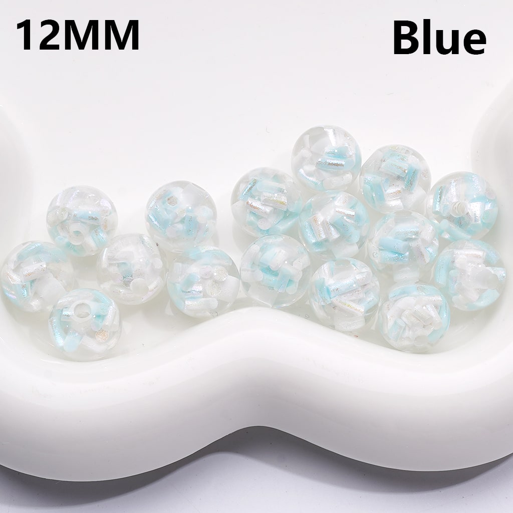 Acrylic Beads Mini Colorful Shiny Candy Sticks Inside Clear 12MM (Single Color is available for 200pcs(Whole Bag))