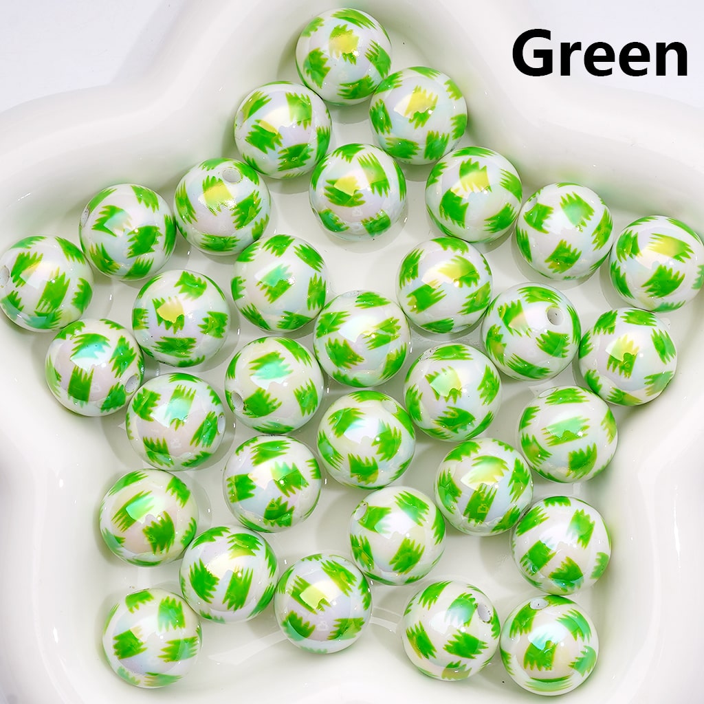 Acrylic Beads UV Coating Abstract Pen Brush Prints Multi-Color, Round 16MM (Single Color is available for 200pcs(Whole Bag))