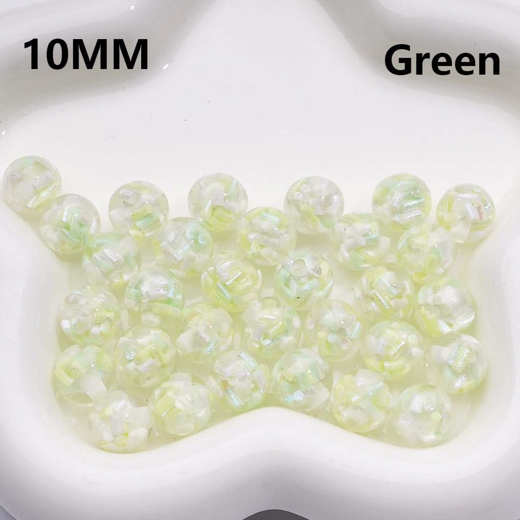 Acrylic Beads Mini Colorful Shiny Candy Sticks Inside Clear 10MM (Single Color is available for 300pcs(Whole Bag))