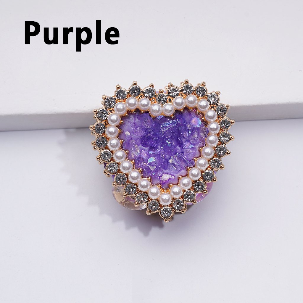 Bling Bling Fancy Gold Alloy Heart with Shiny Rhinestones White Pearls Mini Stones Rocks Clay Beads, Around 28*28*13MM