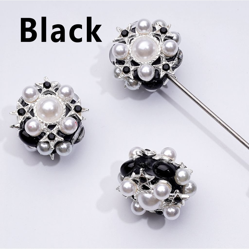 Delicate Fancy Silver Alloy Stars with Shiny Rhinestones White Pearls Clay Beads, Around 29MM