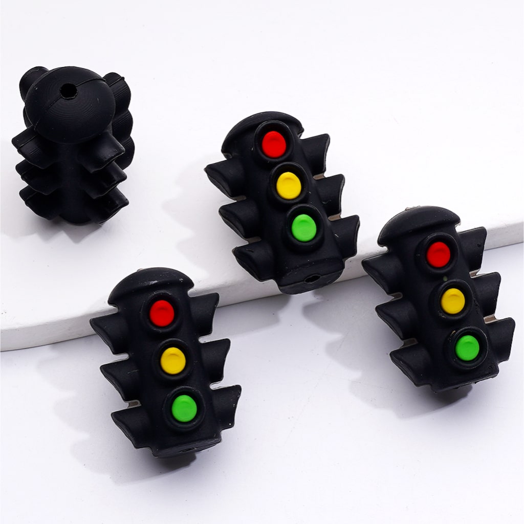 3D Mini Traffic Light Sun School Silicone Focal Beads