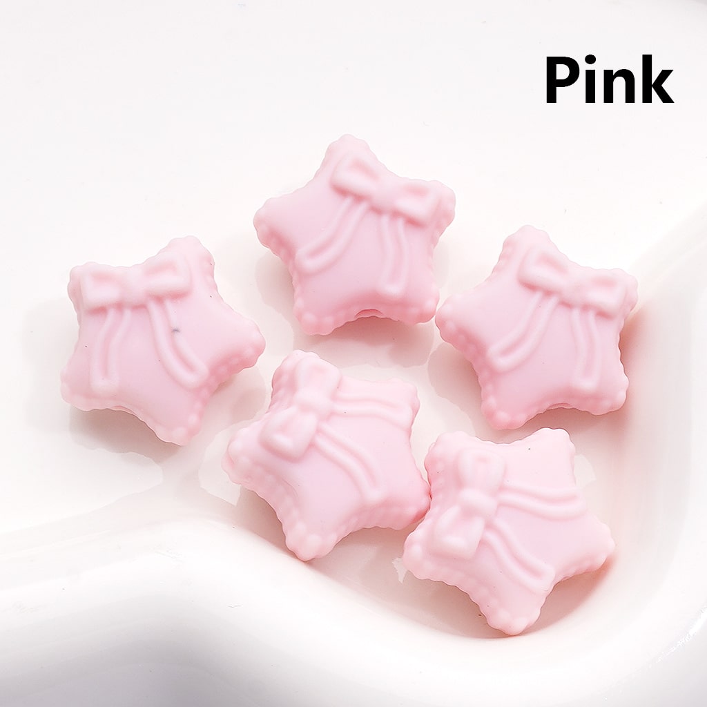 Acrylic Beads Rubber Coating Five-Pointed Star with Bowknots, Multi-Color, 20MM (Single Color is available for 200pcs(Whole Bag))