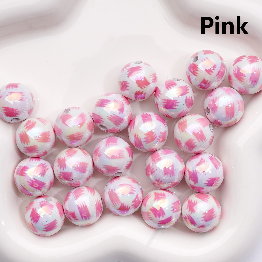 Acrylic Beads UV Coating Abstract Pen Brush Prints Multi-Color, Round 16MM (Single Color is available for 200pcs(Whole Bag))