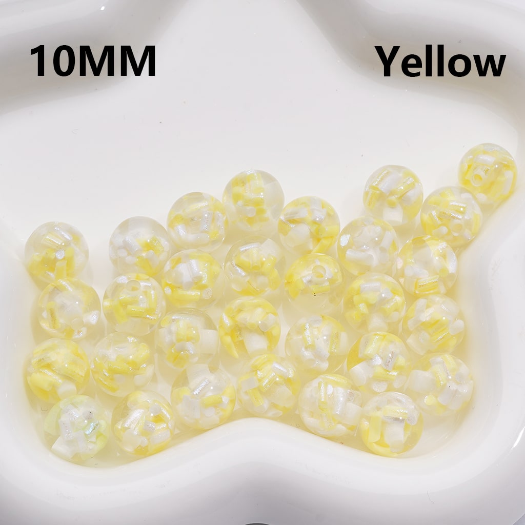 Acrylic Beads Mini Colorful Shiny Candy Sticks Inside Clear 10MM (Single Color is available for 300pcs(Whole Bag))