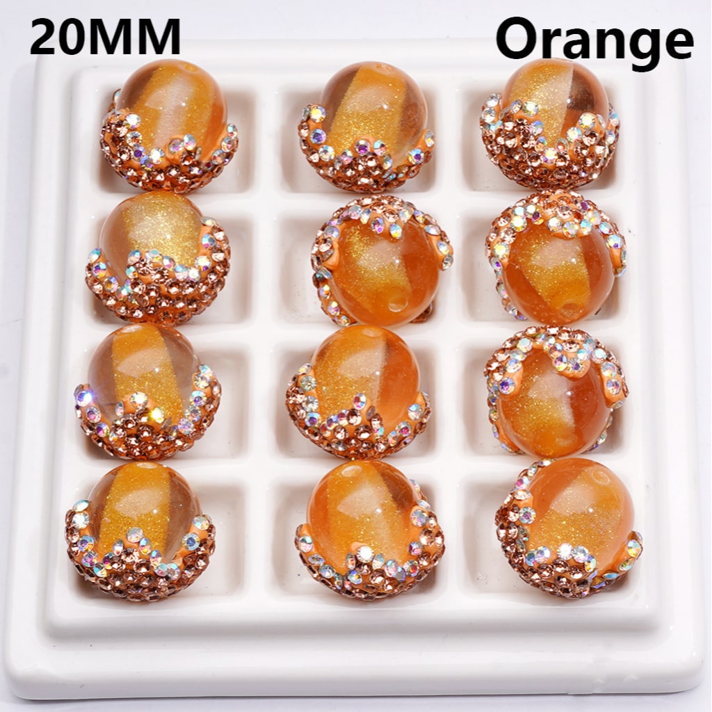 Clay Acrylic Beads Luminous Glitter Sugar Core Inside Shiny AB Rhinestones Cute Flower Multi-Color 20MM