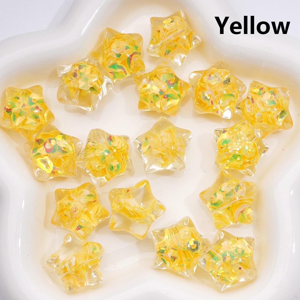 Star Acrylic Beads Mini Colorful Flowers Flakes Inside Clear 22MM (Single Color is available for 200pcs(Whole Bag))