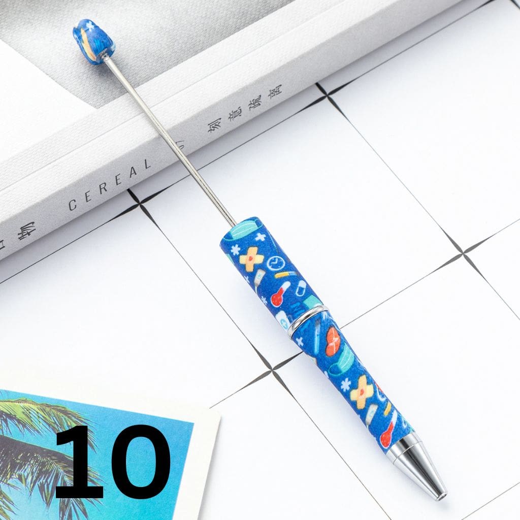 Beadable Pens for Nurses Doctor Print Beaded Pens with Healthcare Design Random Mix
