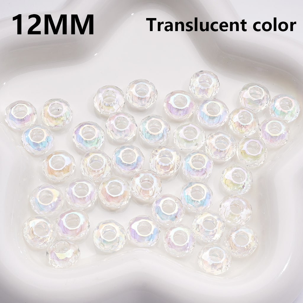 Wheel Acrylic Beads UV Coating Large Hole Multi-Color Translucent 12MM