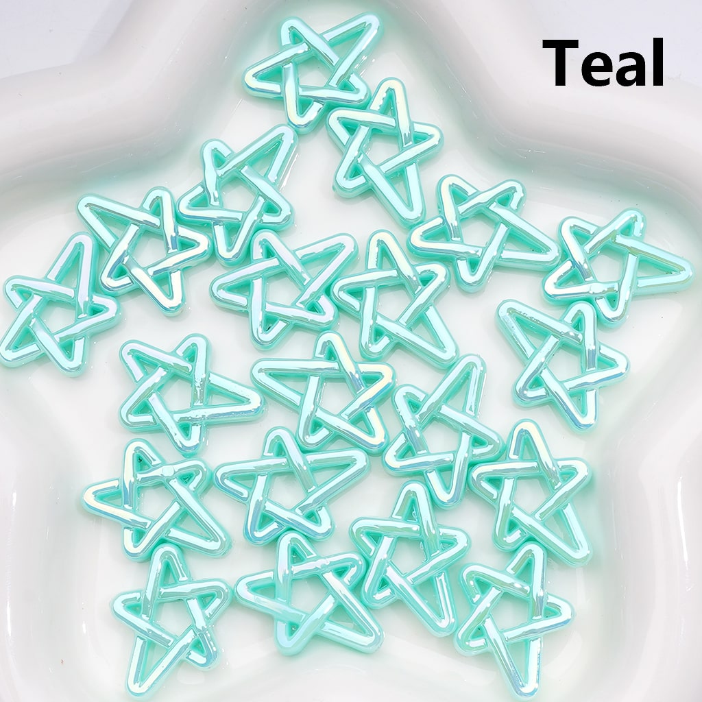 Acrylic Beads UV Coating Shiny Five-Pointed Star, Multi-Color, 19*24MM (Single Color is available for 500pcs(Whole Bag))