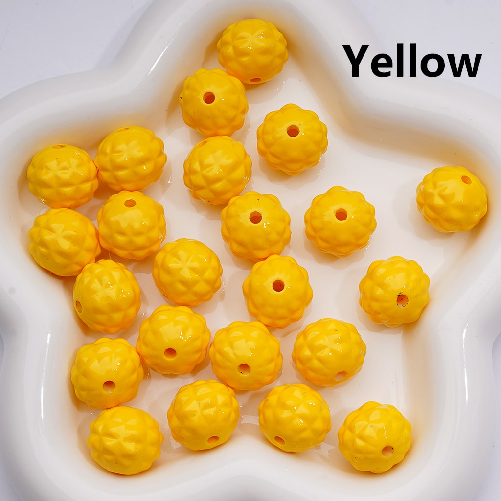 Solid Color Stoving Varnish Waxberry Acrylic Beads, 17MM