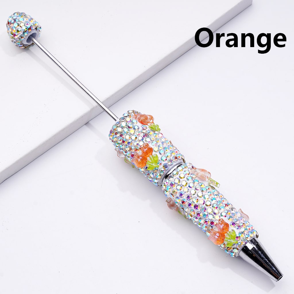 Cute Shiny Tulip Flowers with AB Rhinestones Beadable Clay Pen
