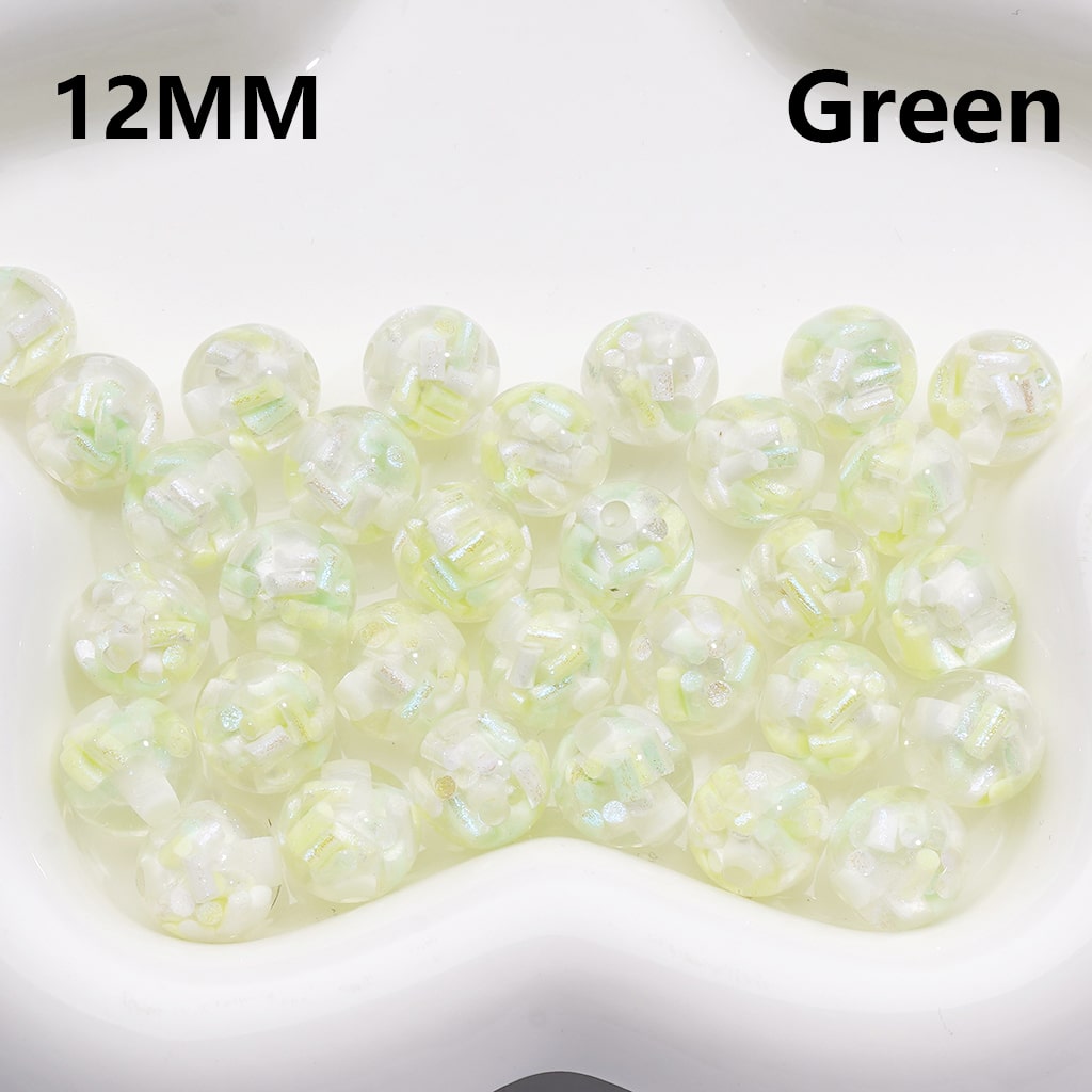 Acrylic Beads Mini Colorful Shiny Candy Sticks Inside Clear 12MM (Single Color is available for 200pcs(Whole Bag))
