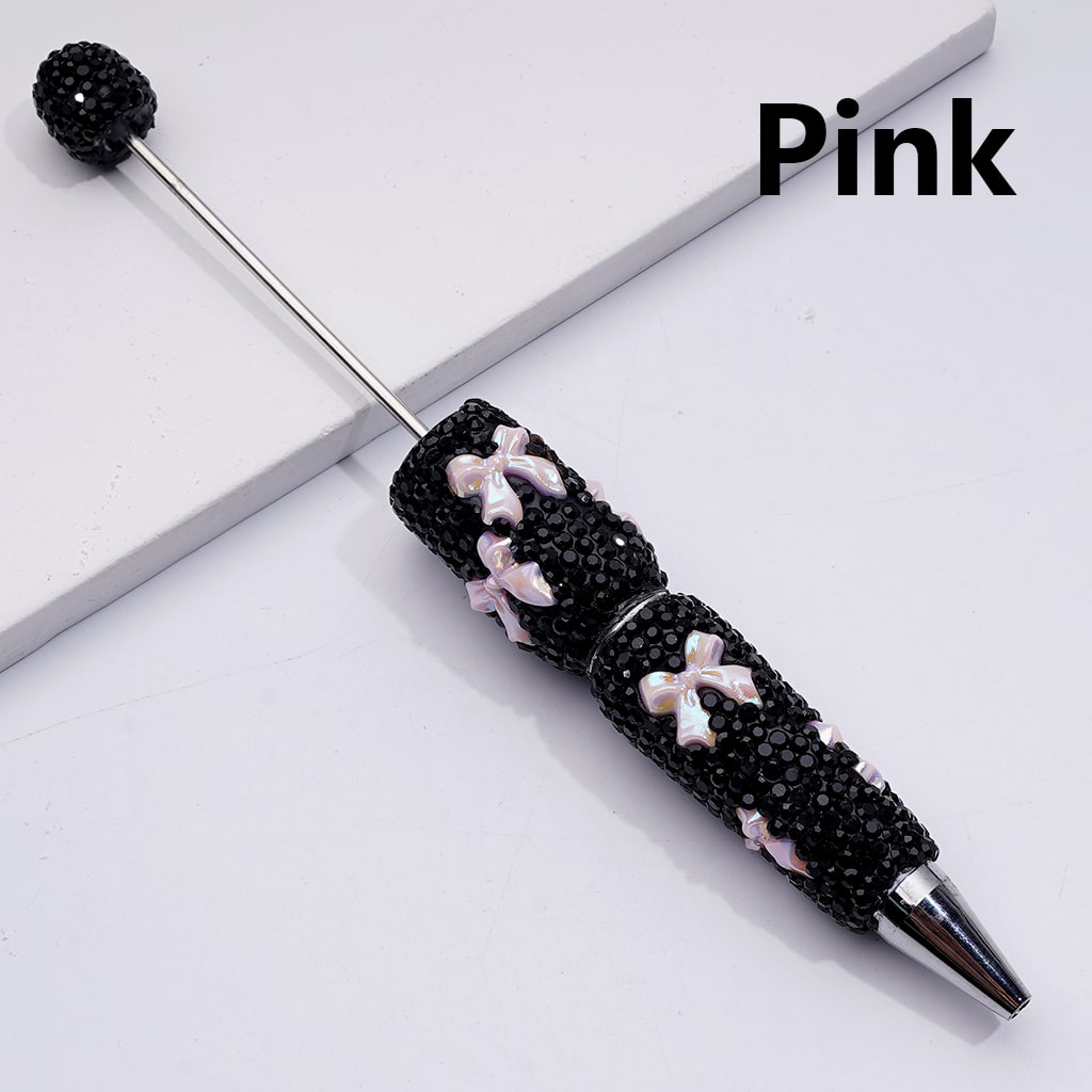 UV Coating Shiny Bowknots Black Rhinestones Beadable Clay Pens
