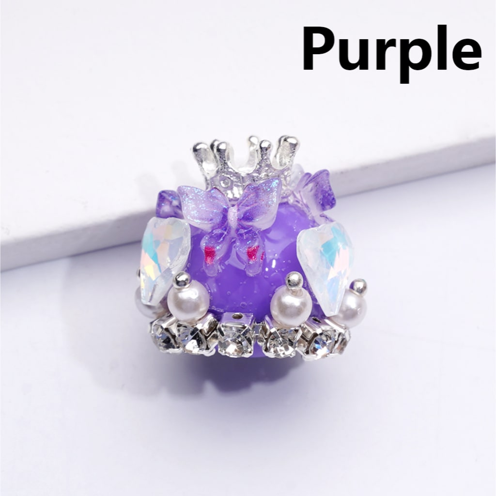 Acrylic Beads Cute Butterfly Hearts Clear Rhinestones Chains White Pearls Silver Alloy Crown Solid Color 22*22MM