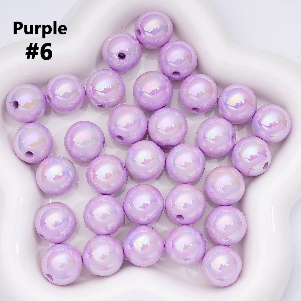 UV Coating Shiny Solid Color Round Acrylic Beads, 16MM
