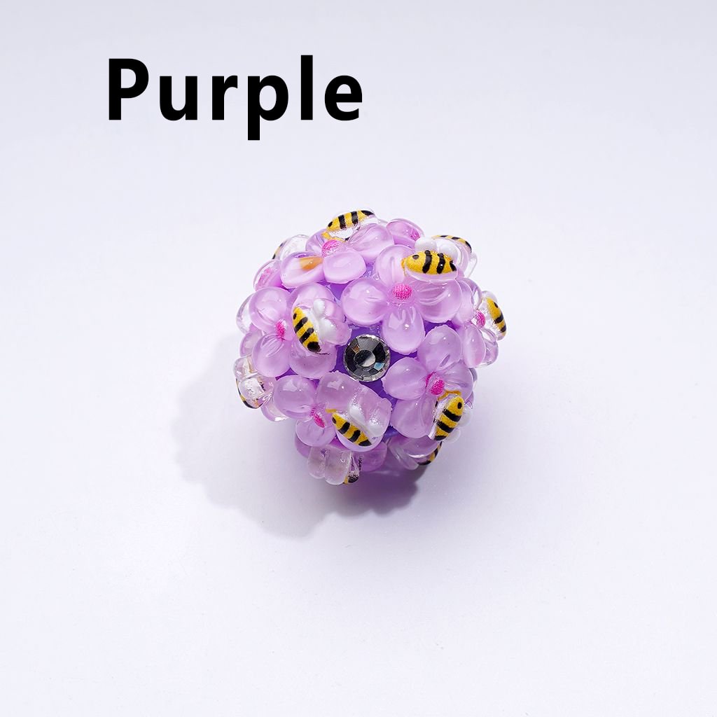 ミニかわいい花の蜂の透明ラインストーンラウンドアクリルビーズ、無地、約20mm