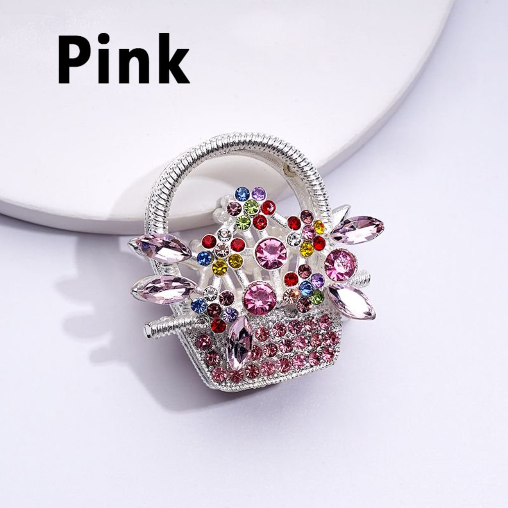 Bling Bling Fancy Silver Alloy Flower Basket Beads with Multi-Color Shiny Rhinestones, Around 37*37MM