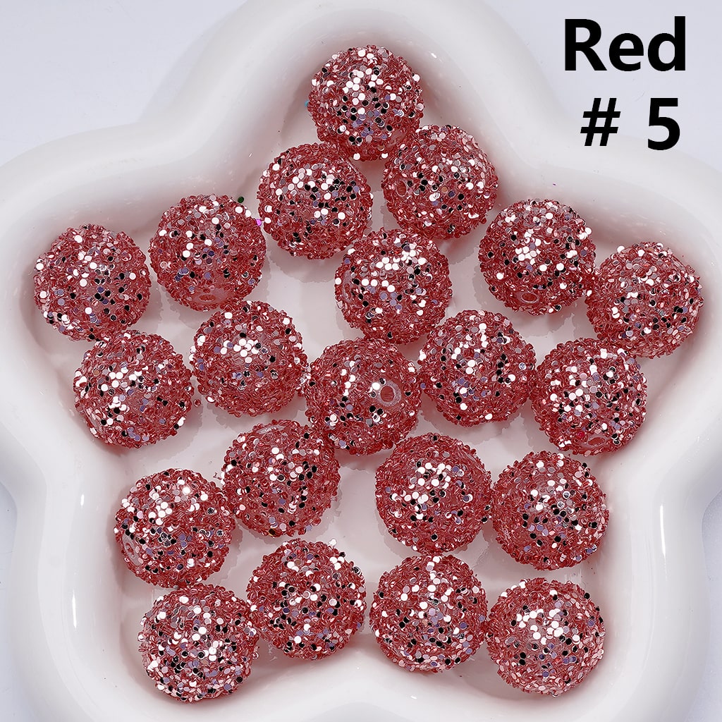 Multi-Color Shiny Confetti Clear Round Acrylic Beads, 20MM
