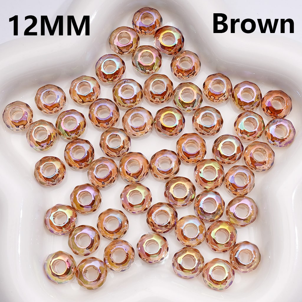 Wheel Acrylic Beads UV Coating Large Hole Multi-Color Translucent 12MM