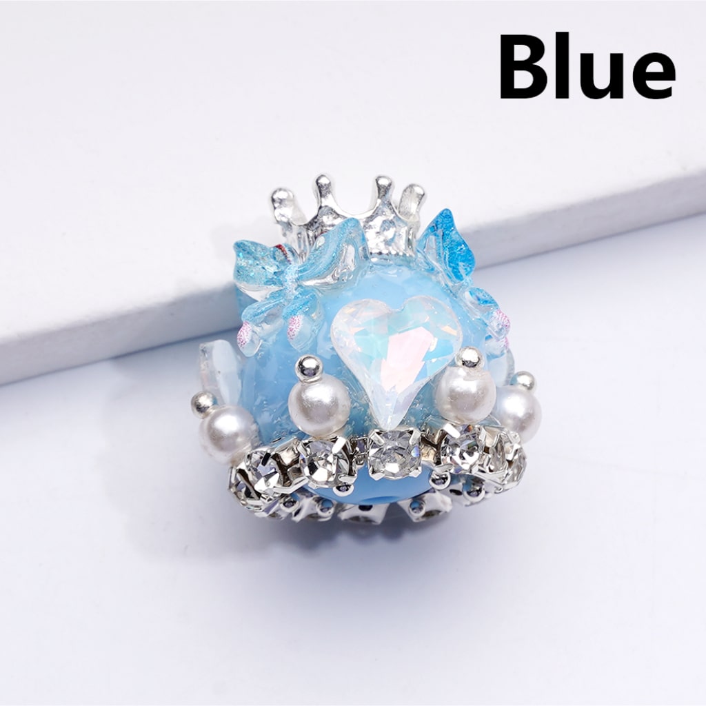 Acrylic Beads Cute Butterfly Hearts Clear Rhinestones Chains White Pearls Silver Alloy Crown Solid Color 22*22MM