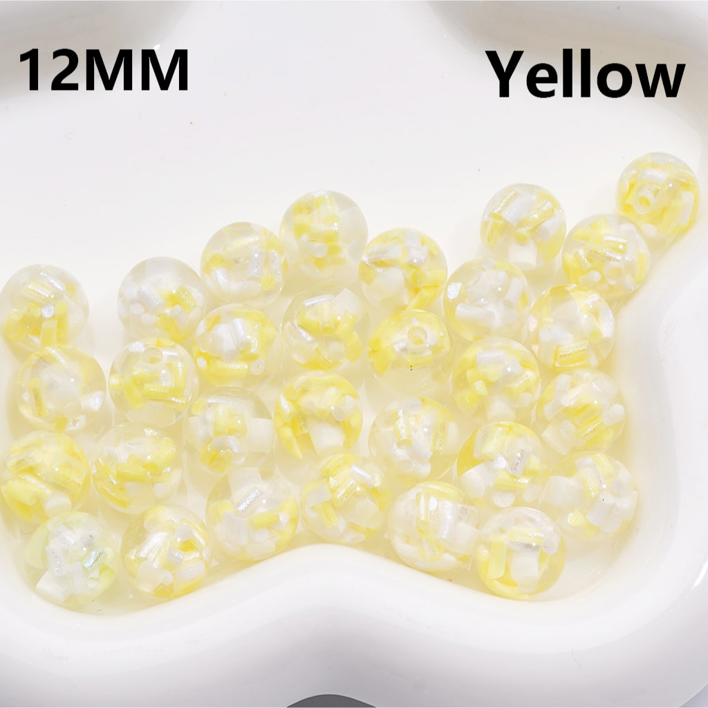 Acrylic Beads Mini Colorful Shiny Candy Sticks Inside Clear 12MM (Single Color is available for 200pcs(Whole Bag))
