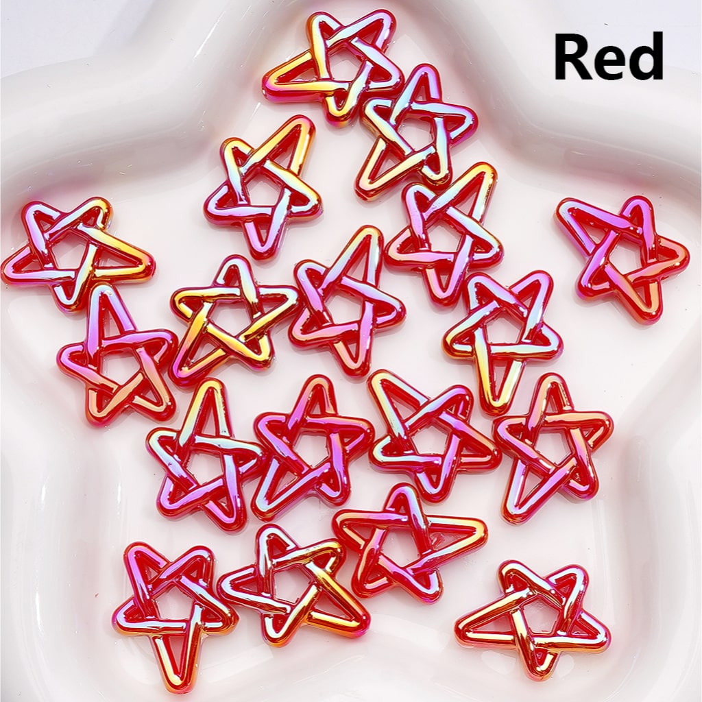 Acrylic Beads UV Coating Shiny Five-Pointed Star, Multi-Color, 19*24MM (Single Color is available for 500pcs(Whole Bag))