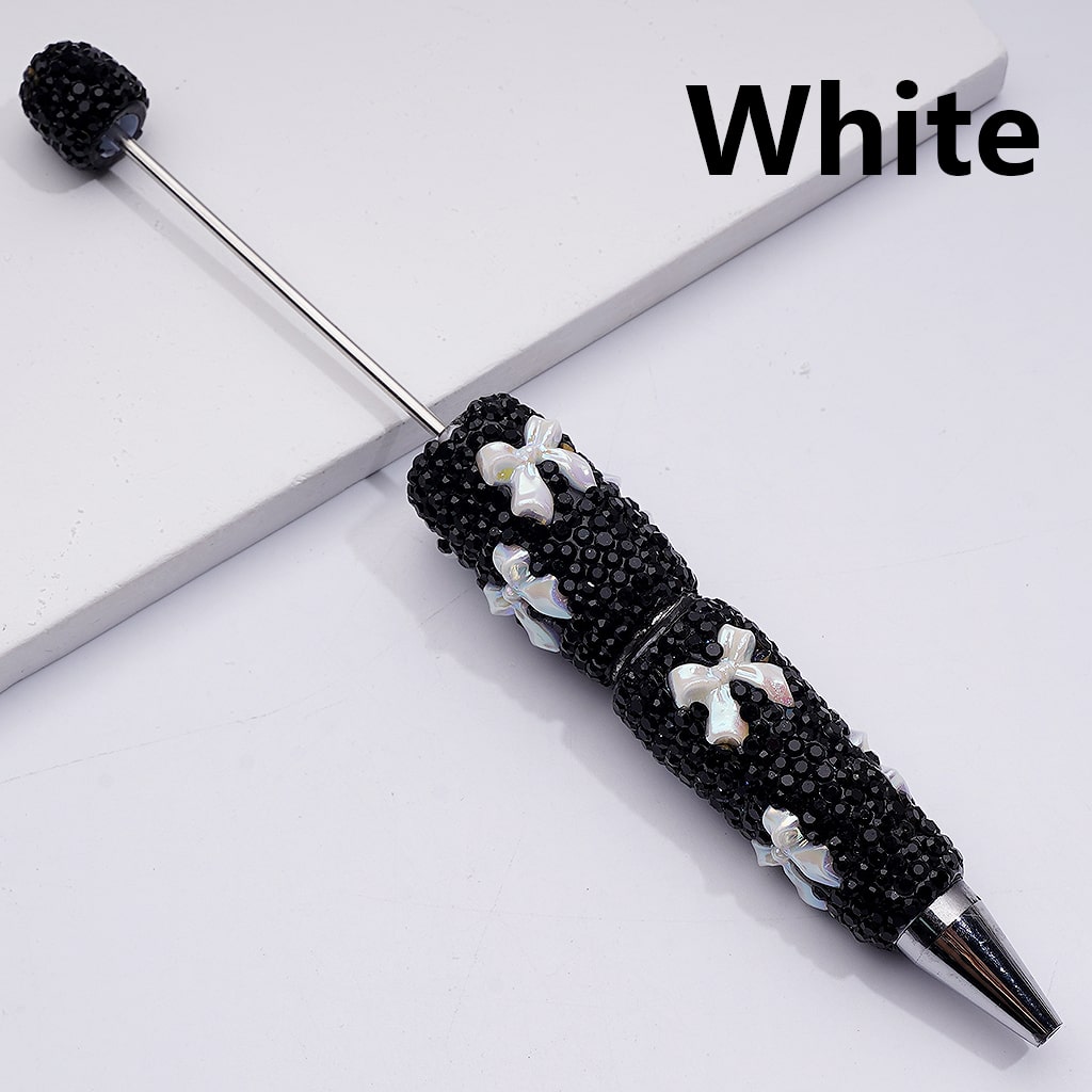 UV Coating Shiny Bowknots Black Rhinestones Beadable Clay Pens