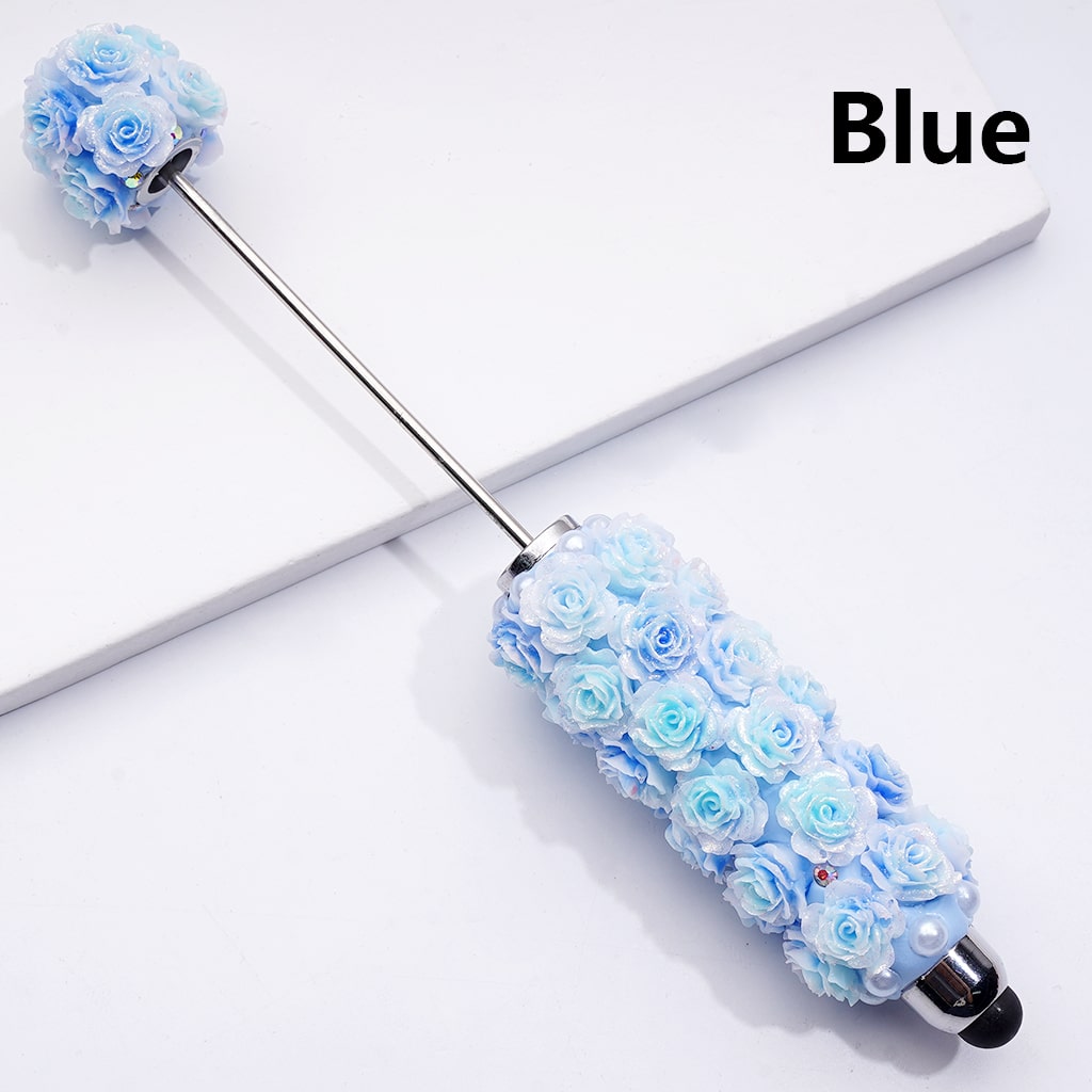 Beadable Clay Stylus Pen Mini Cute Soft Flowers White Pearls AB Rhinestones Multi-Color