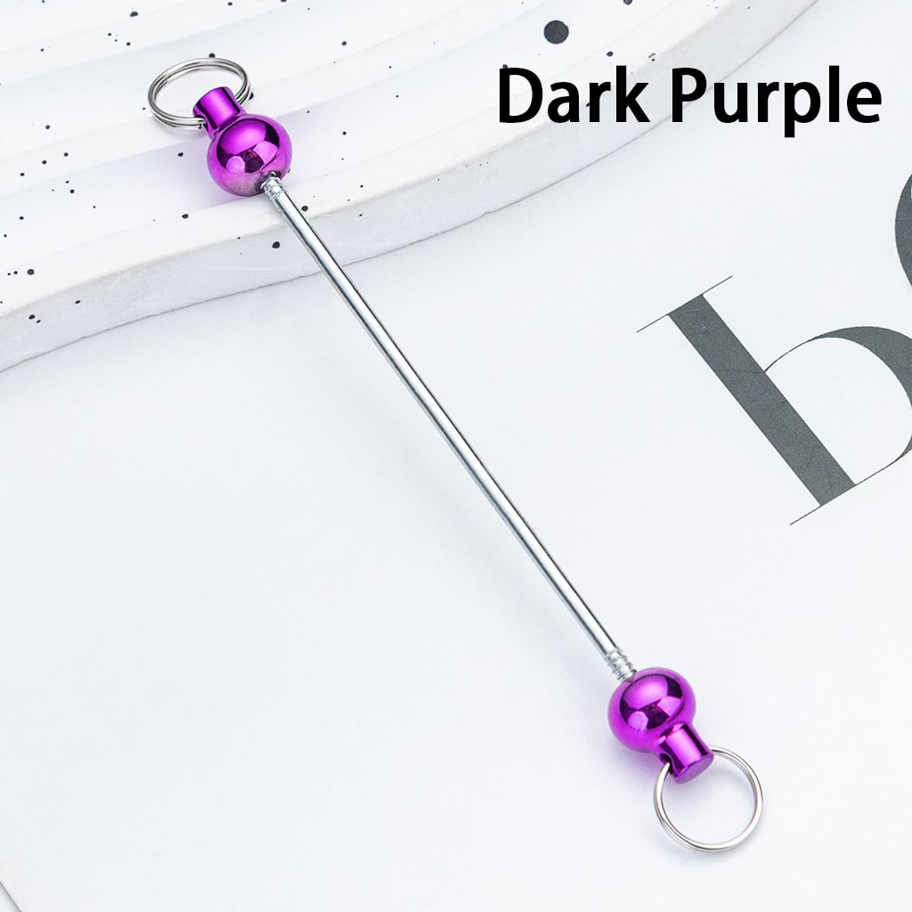 DIY Plastic Beadable Keychain Bars with Round Balls for Keychain Accessories in Metallic Colors, 10 CM