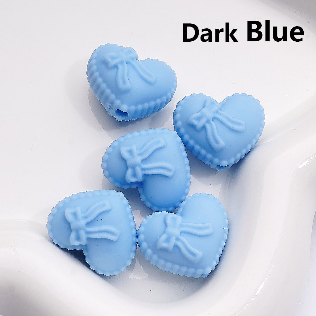 Acrylic Beads Rubber Coating Heart Shape with Bowknots, Multi-Color, 18*20MM (Single Color is av available for 200pcs(Whole Bag))