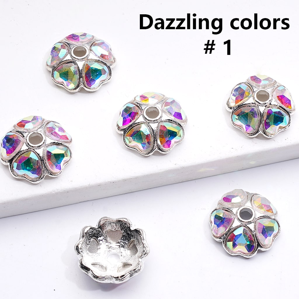 Beads Cage Cap Metal Alloy Multi-Color Heart Rhinestons,Silver 16MM (Single Color is available for 100pcs(Whole Bag))
