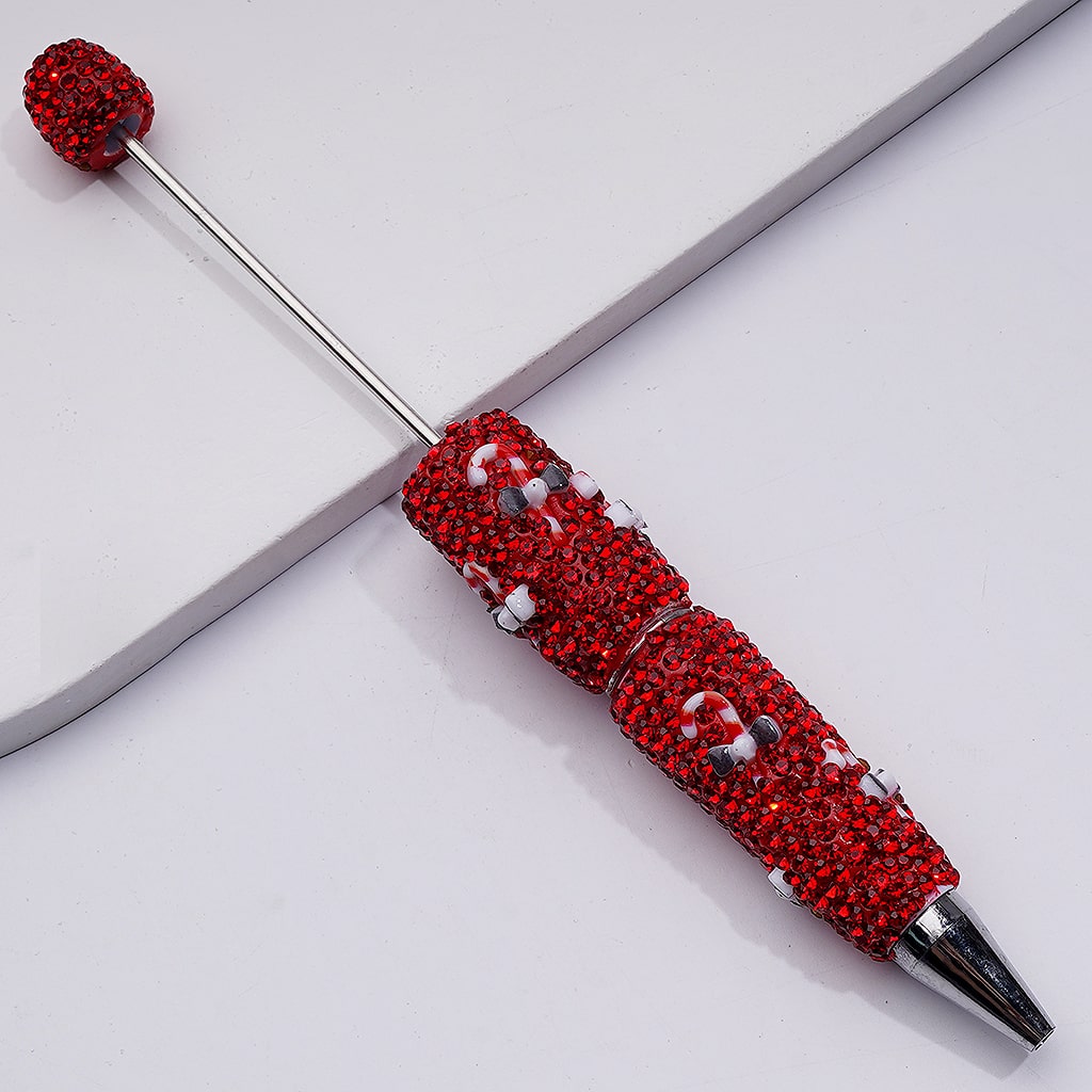 Christmas Series Father Christmas Tree Snowman Candy Cane Red Rhinestones Beadable Clay Pens