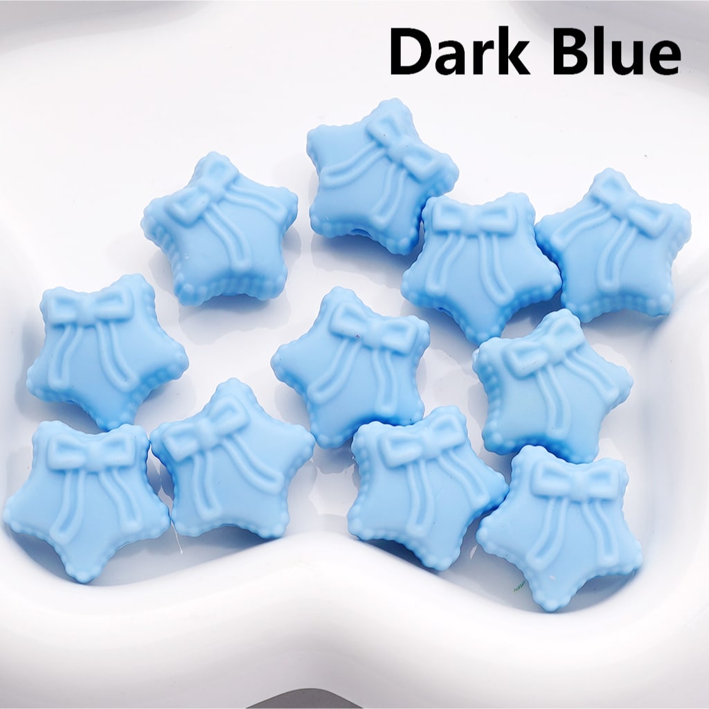 Acrylic Beads Rubber Coating Five-Pointed Star with Bowknots, Multi-Color, 20MM (Single Color is available for 200pcs(Whole Bag))