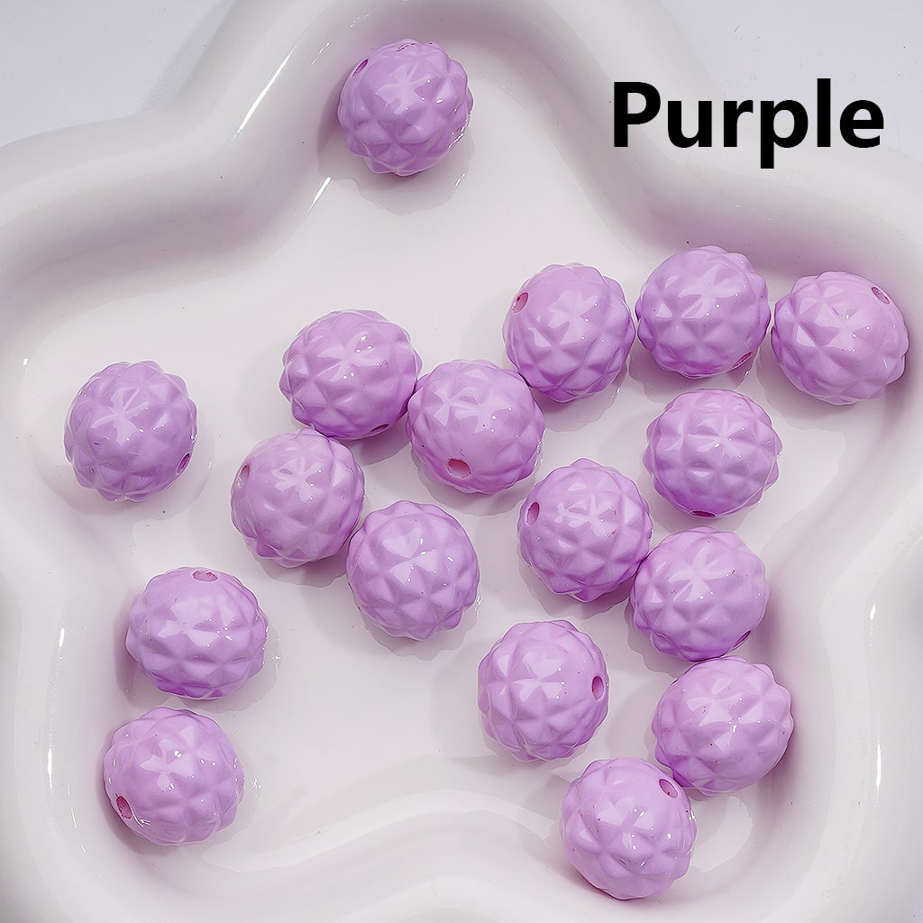 Solid Color Stoving Varnish Waxberry Acrylic Beads, 17MM