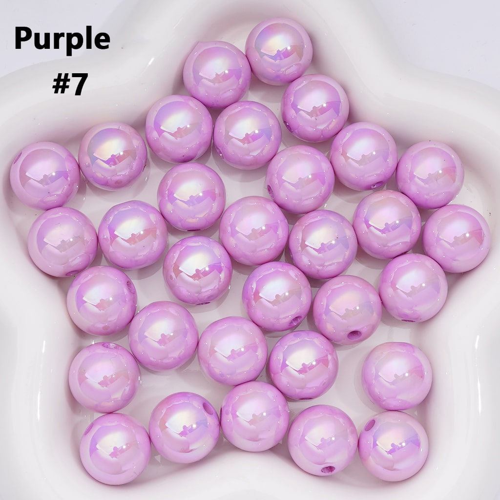 UV Coating Shiny Solid Color Round Acrylic Beads, 16MM