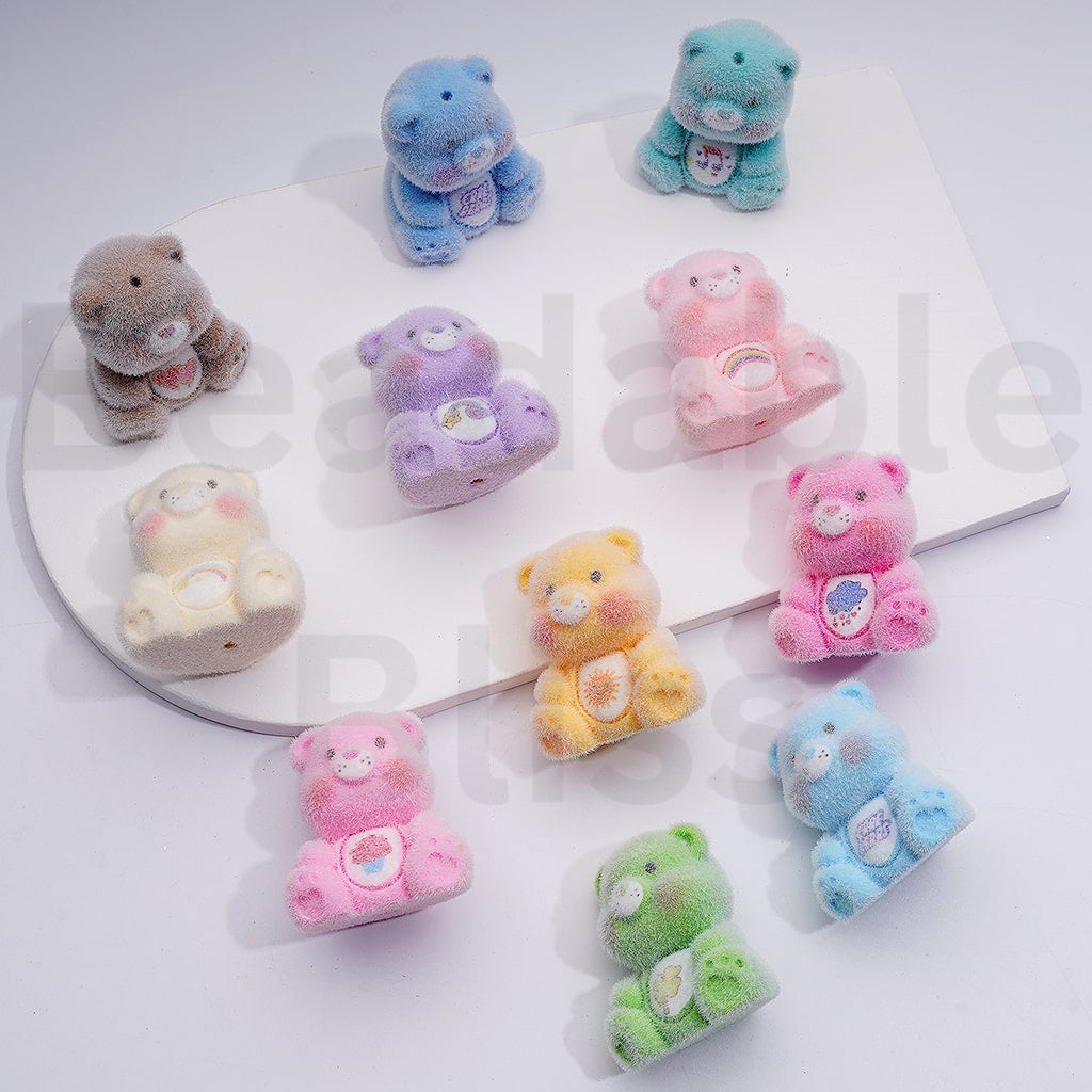 Cute Flocked Car Bea Acrylic Beads Pen Toppers Pendants Jewelry Accessories, 36*32MM