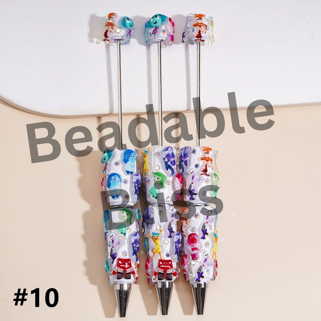 Beadable Clay Pens with Mind Five Emotion Character Series, Multi-Color