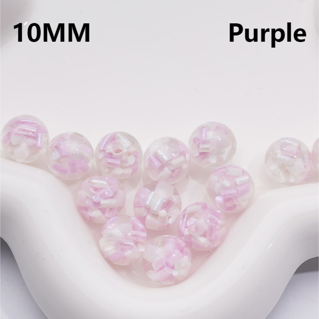 Acrylic Beads Mini Colorful Shiny Candy Sticks Inside Clear 10MM (Single Color is available for 300pcs(Whole Bag))