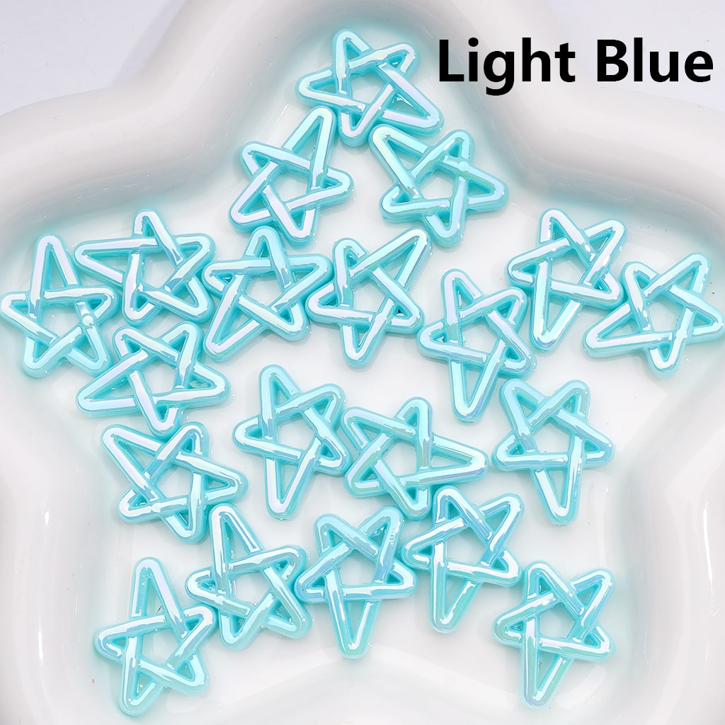 Acrylic Beads UV Coating Shiny Five-Pointed Star, Multi-Color, 19*24MM (Single Color is available for 500pcs(Whole Bag))