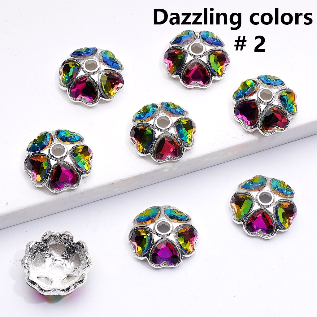 Beads Cage Cap Metal Alloy Multi-Color Heart Rhinestons,Silver 16MM (Single Color is available for 100pcs(Whole Bag))
