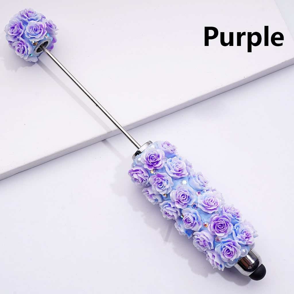 Beadable Clay Stylus Pen Mini Cute Soft Flowers White Pearls AB Rhinestones Multi-Color