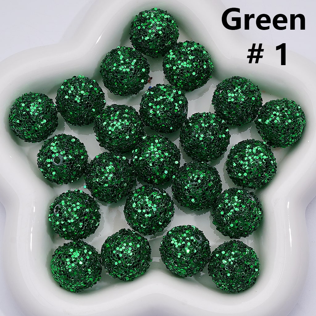 Multi-Color Shiny Confetti Clear Round Acrylic Beads, 20MM