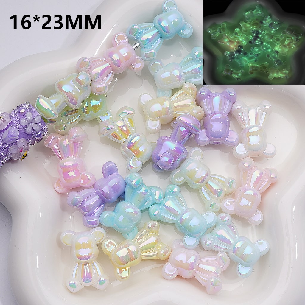 UV Coating Luminous Cute Bearbrick Gloomy Acrylic Beads, 18*24MM (Single Color is available for 200pcs(Whole bag))