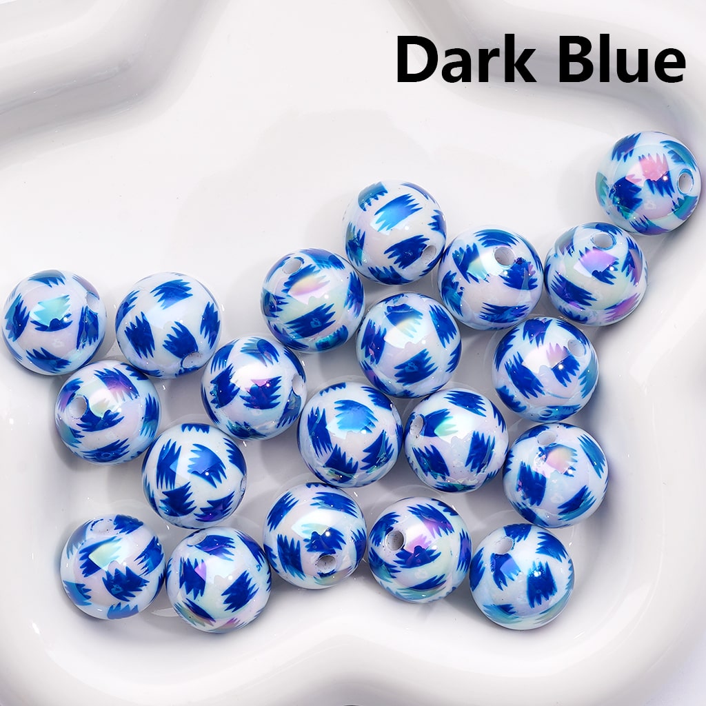 Acrylic Beads UV Coating Abstract Pen Brush Prints Multi-Color, Round 16MM (Single Color is available for 200pcs(Whole Bag))