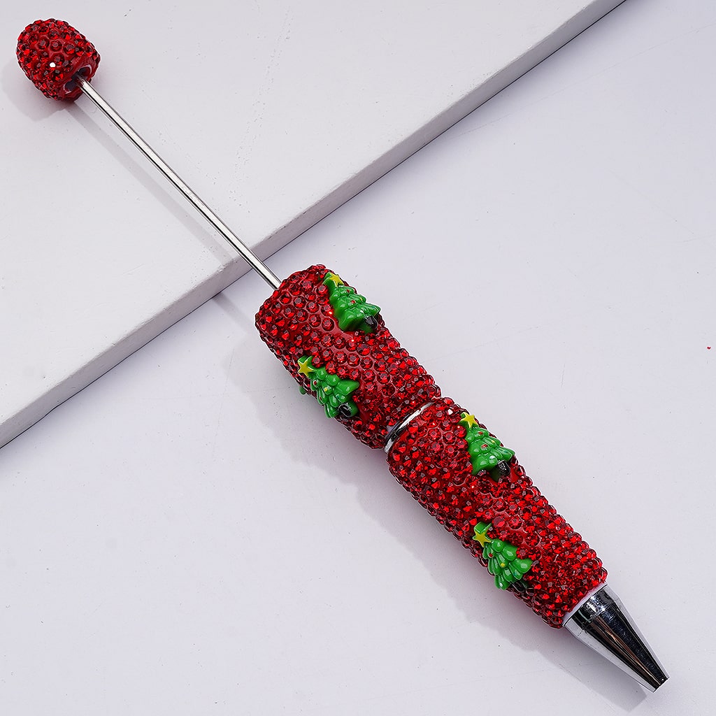 Christmas Series Father Christmas Tree Snowman Candy Cane Red Rhinestones Beadable Clay Pens