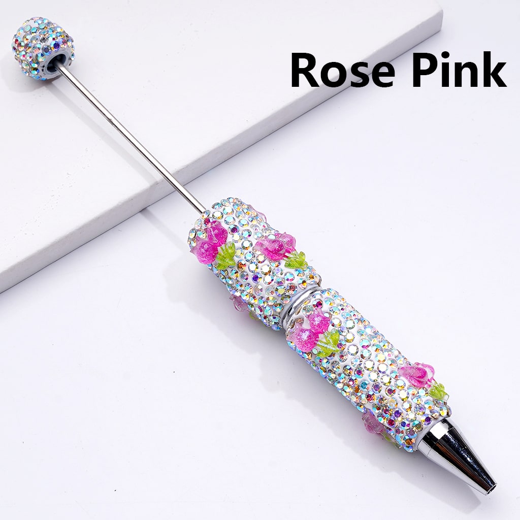 Cute Shiny Tulip Flowers with AB Rhinestones Beadable Clay Pen