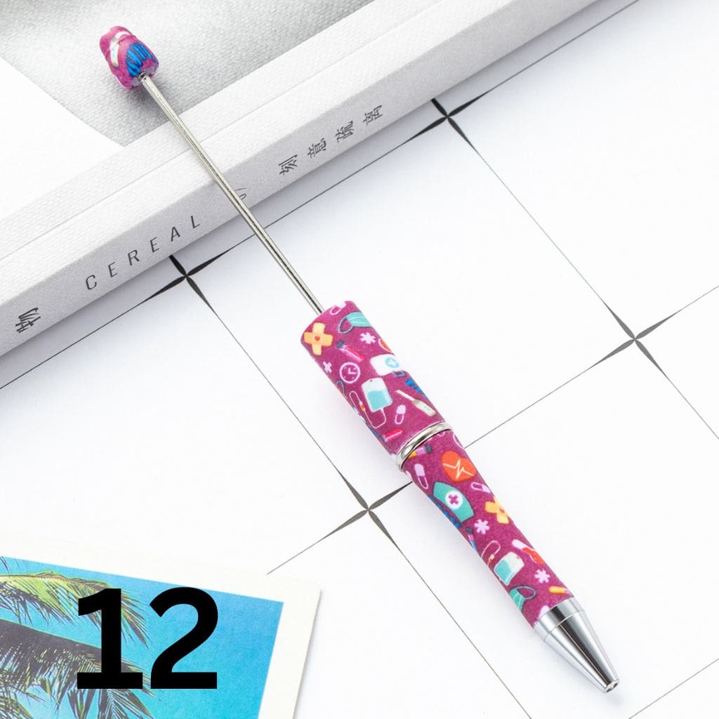 Beadable Pens for Nurses Doctor Print Beaded Pens with Healthcare Design Random Mix