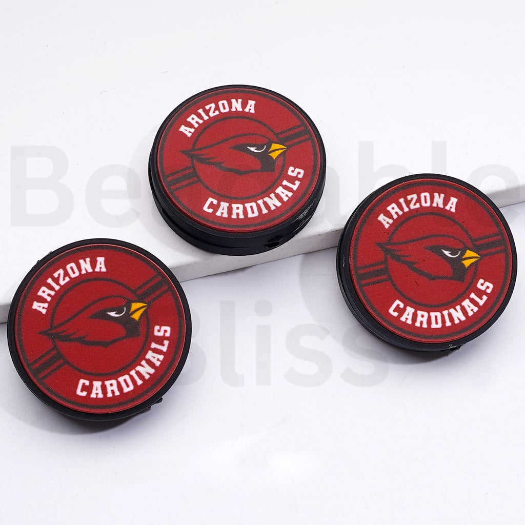USA America Football Teams NF Arizon Cardina Round Silicone Focal Beads