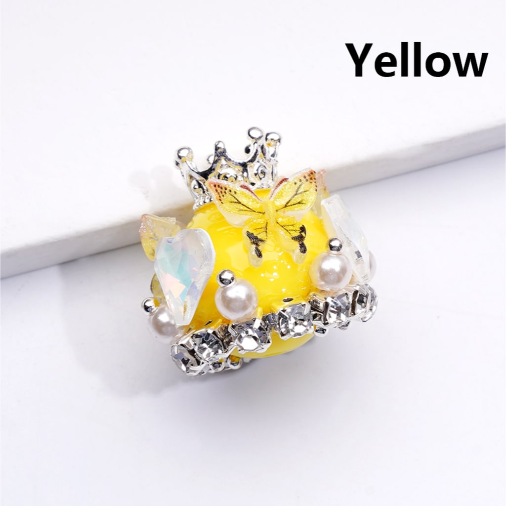 Acrylic Beads Cute Butterfly Hearts Clear Rhinestones Chains White Pearls Silver Alloy Crown Solid Color 22*22MM